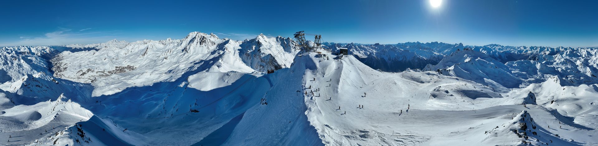 Panoramic view from La Cime Caron, Orelle and Val Thorens