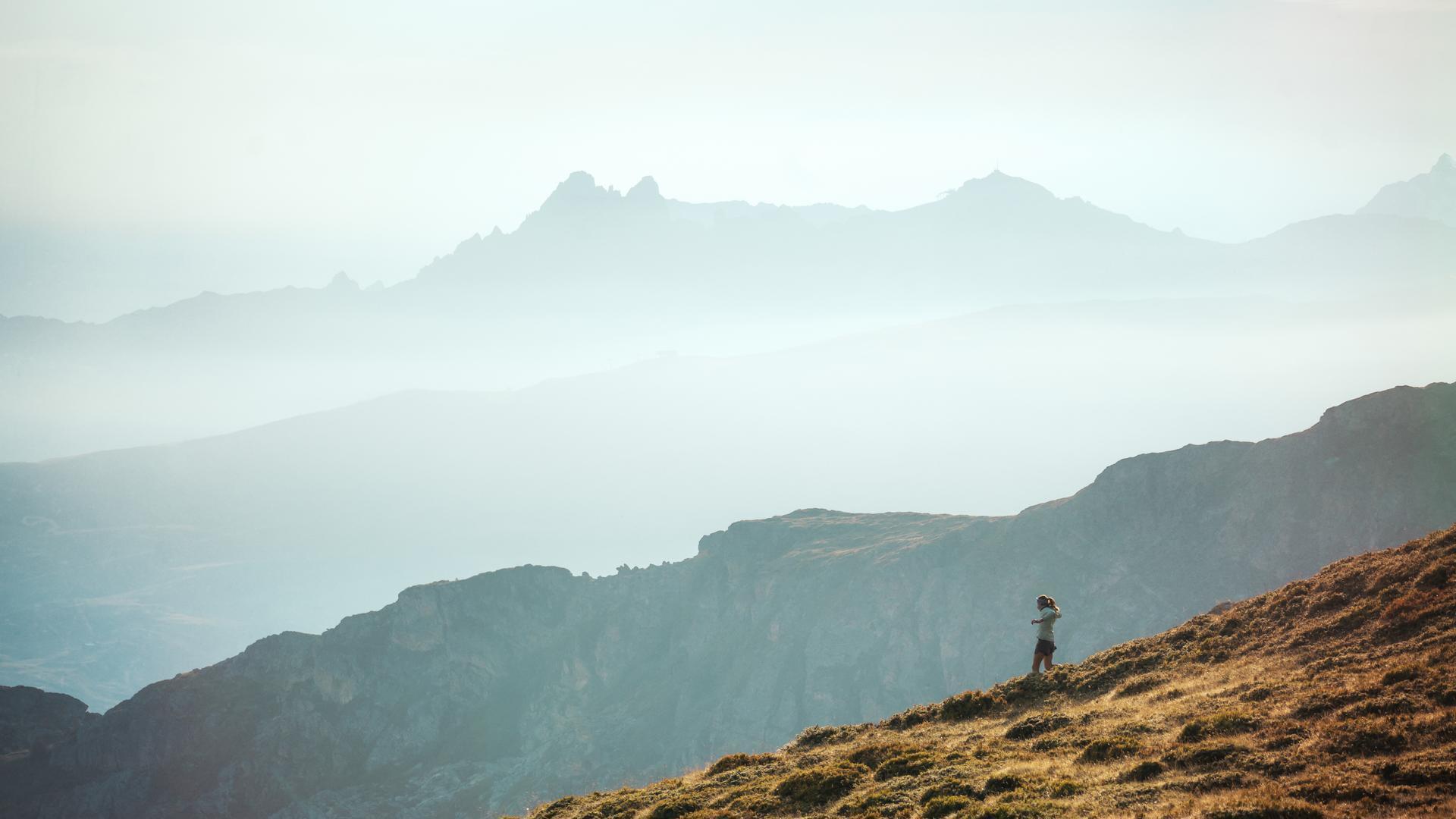 Trail au col de la fenêtre dans la vallée des Belleville, Les 3 Vallées