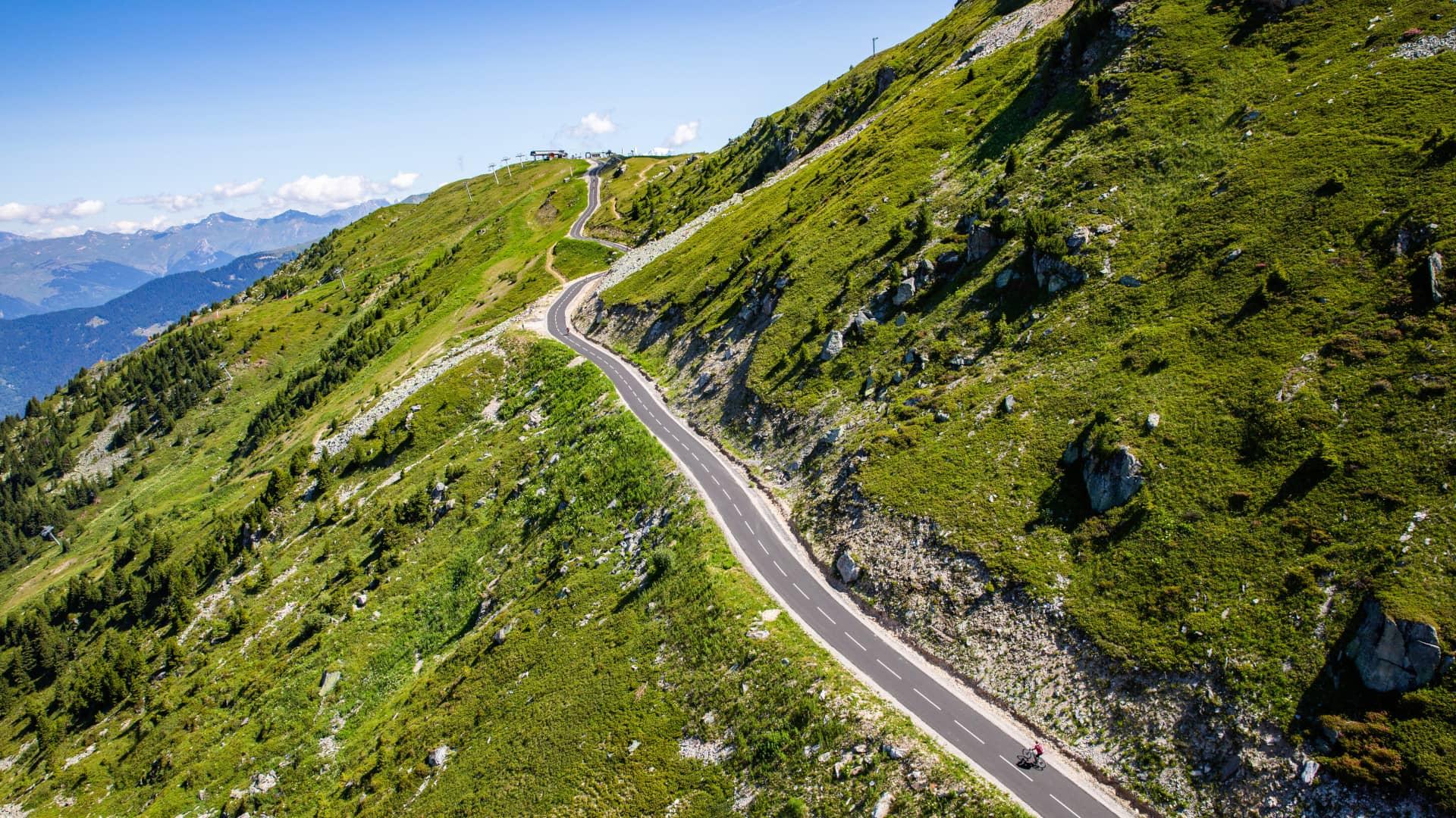 The Col de la Loze mountain pass with family