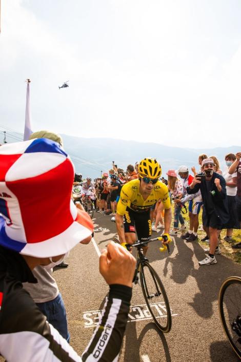 The Tour de France on the Col de la Loze between Méribel and Courchevel in Les 3 Vallées