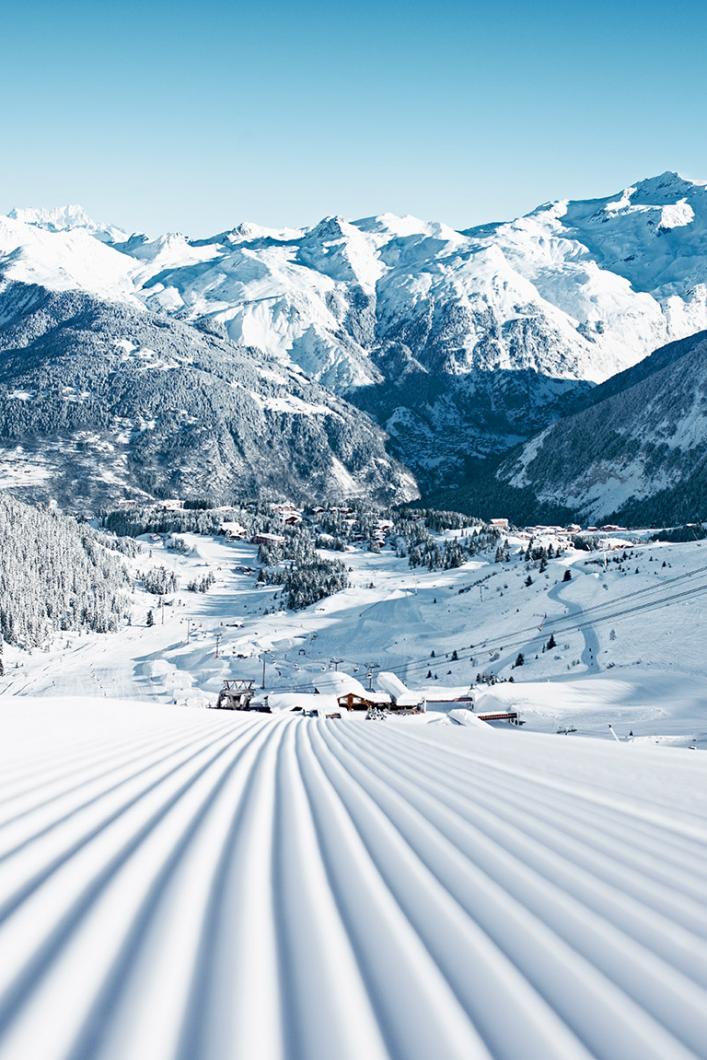 The well-groomed slopes of Courchevel