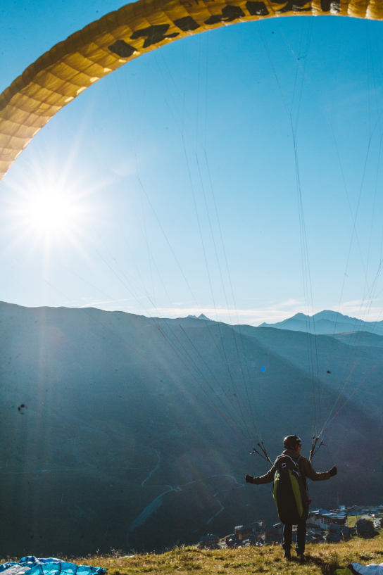 Paragliding in the French Alps in Les Menuires, in Les 3 Vallées