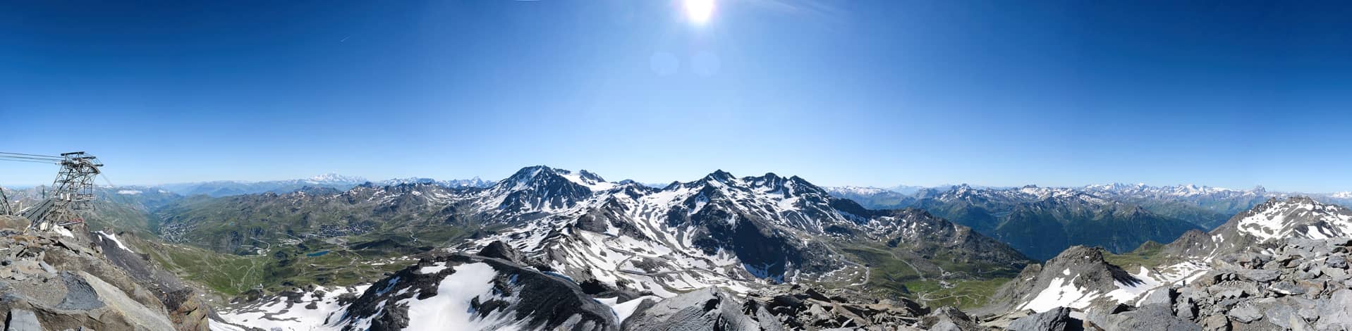 Panoramic view from La Cime Caron, Orelle and Val Thorens