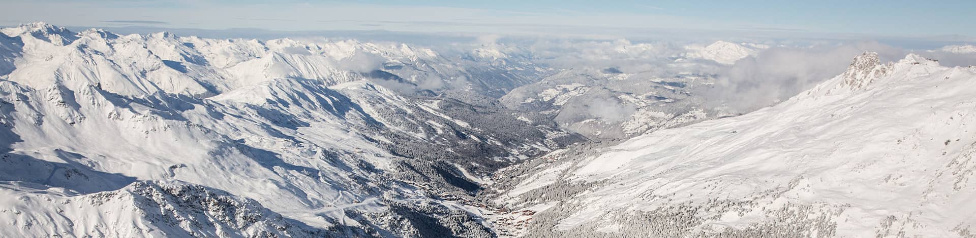 The view from Meribel at the top of Mont Vallon in Les 3 Vallées