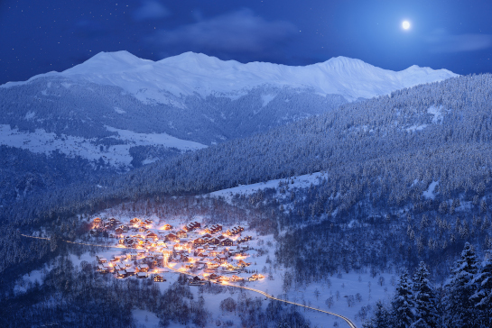 Méribel Village, in Les 3 Vallées, in the calm and magic of the night