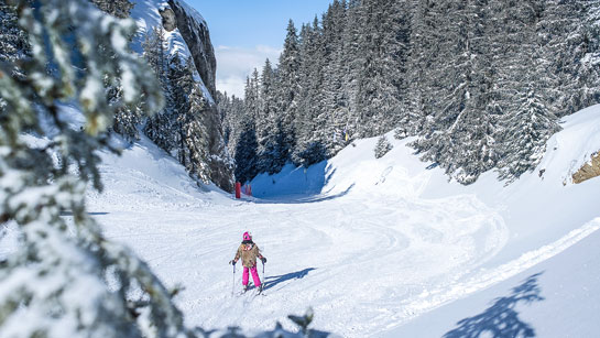 Yepa Grand Canyon slope in Courchevel, ideal for children, in Les 3 Vallées ski area