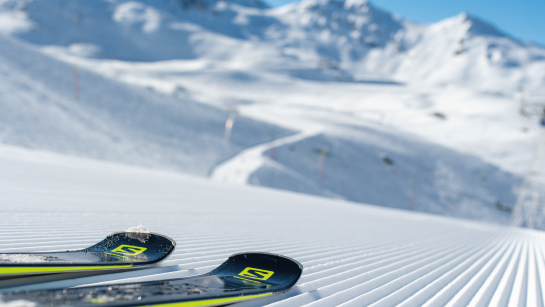 Piste fraîchement damée à Val Thorens dans Les 3 Vallées