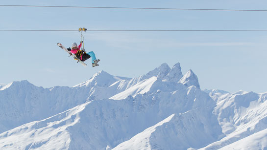 Many fun areas in Les 3 Vallées including zip lines