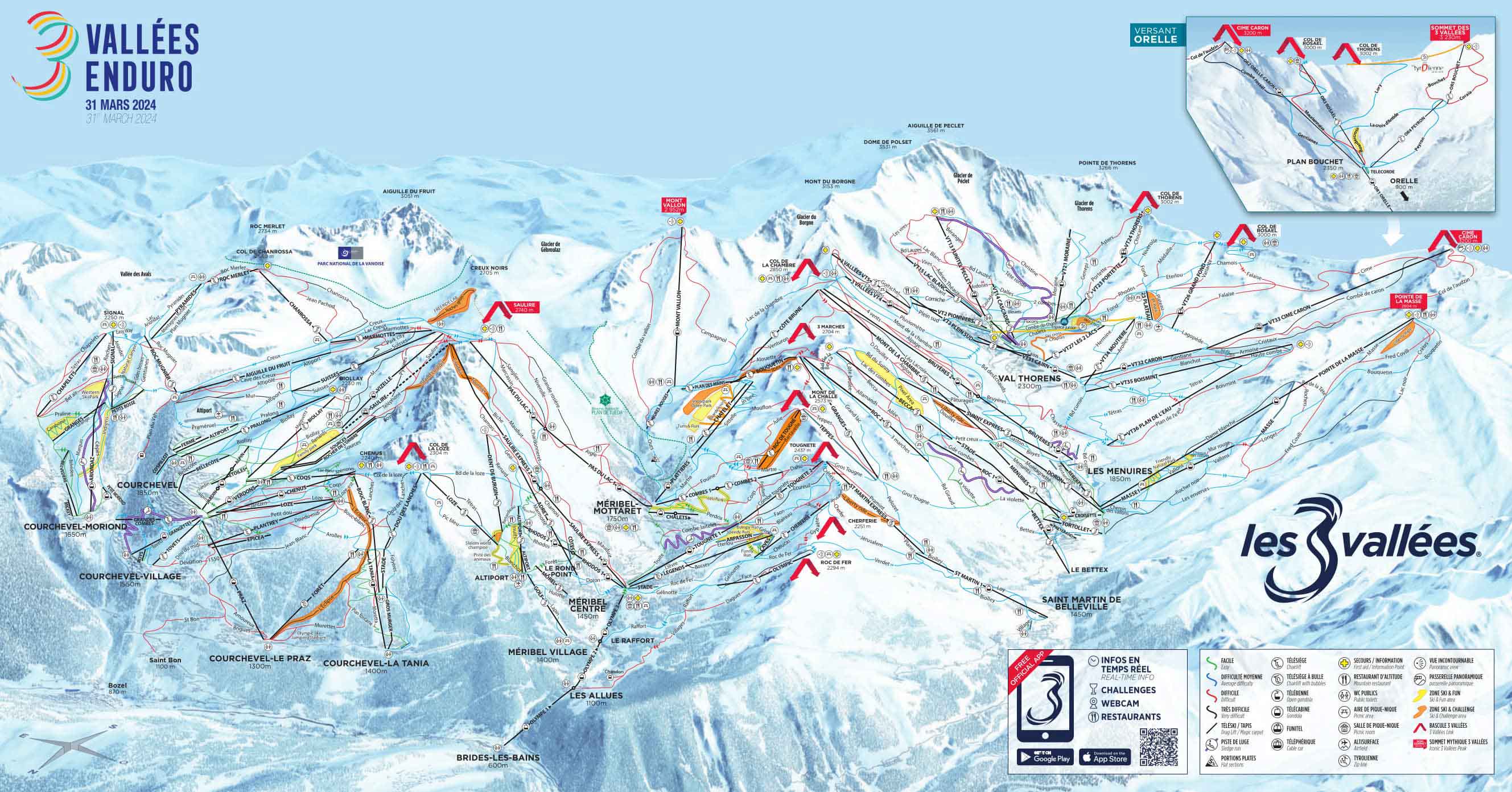 Ski area map of Les 3 Vallées